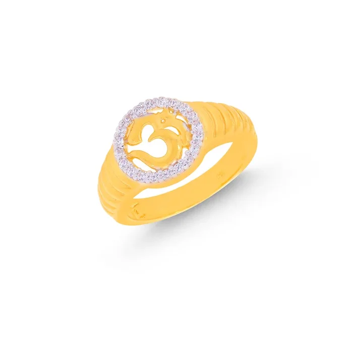 Om Kids Ring With CZ in 22K Gold