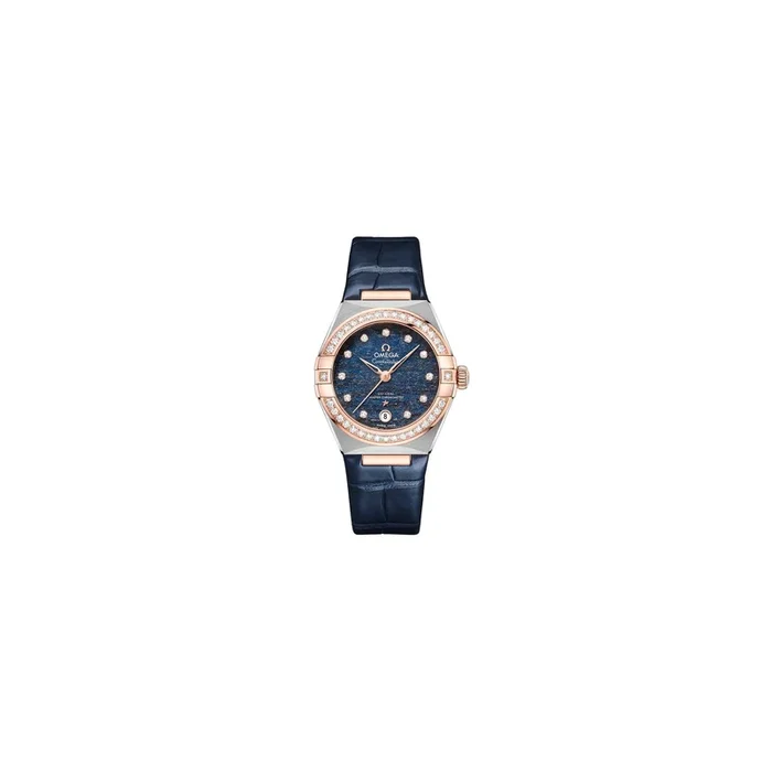 Omega Constellation Aventurine watch Pink gold and steel diamonds Blue dial 29 mm – Lepage