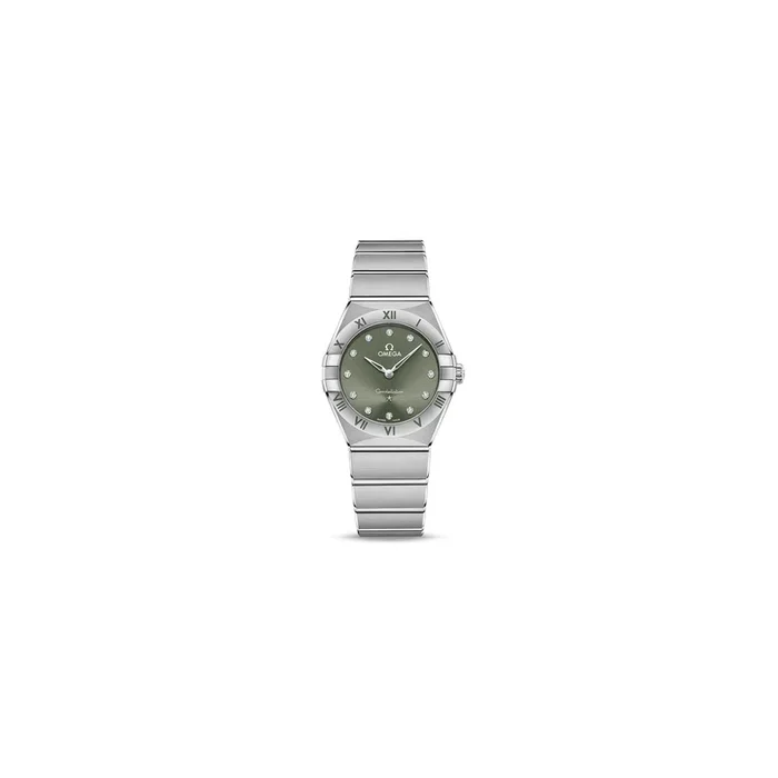 Omega Constellation Quartz watch green dial diamond markers steel bracelet 28 mm – Lepage