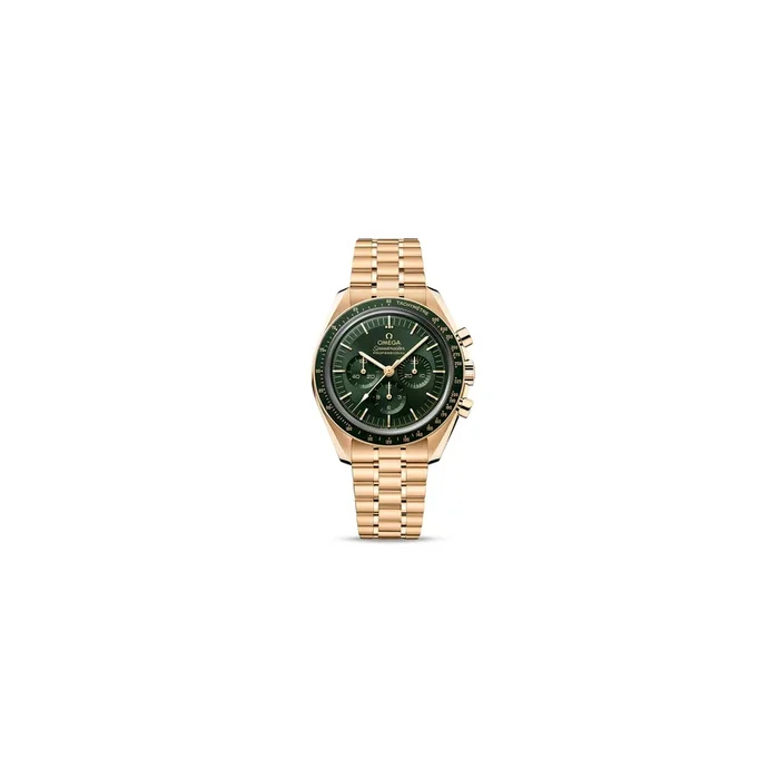 Omega Speedmaster Moonwatch Gold Moonshine watch green dial gold bracelet 42 mm – Lepage