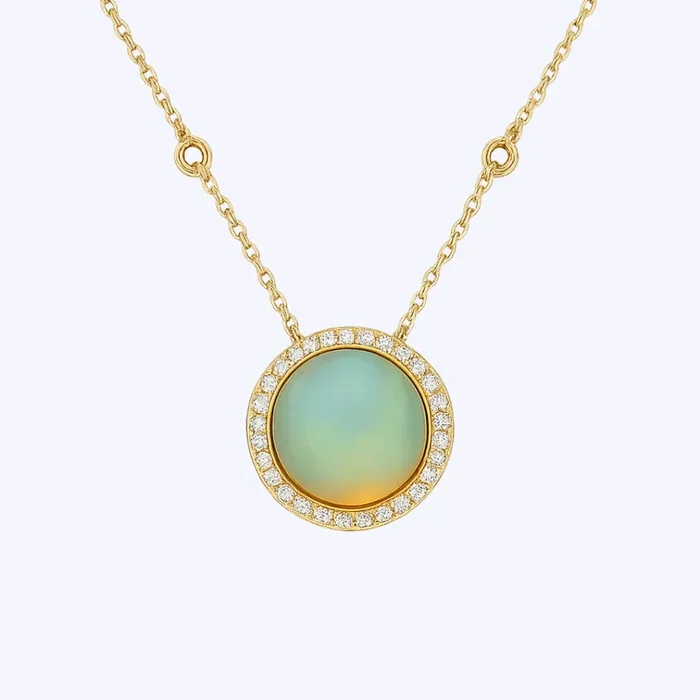 Ophelia Opal with Diamond Halo Necklace