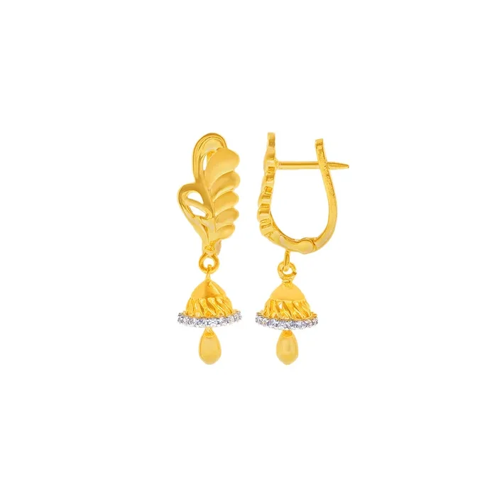 Opulent Clipon Earrings With CZ in 22K Gold