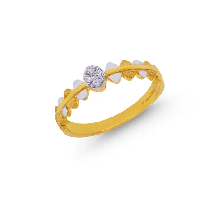 Opulent Two tone Ring With CZ in 22K Gold