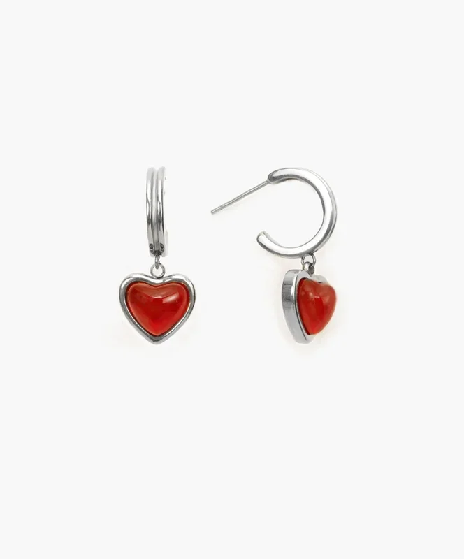 Orecchini a cerchio con pietra Carnelian argento
