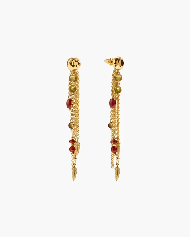 Orecchini a Nappa con Perline Golden Hush