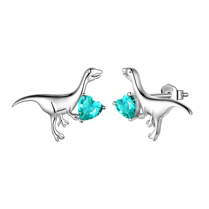 Orecchini con ciondolo a forma di dinosauro Velociraptor, in argento sterling, per gioielli da donna e ragazza