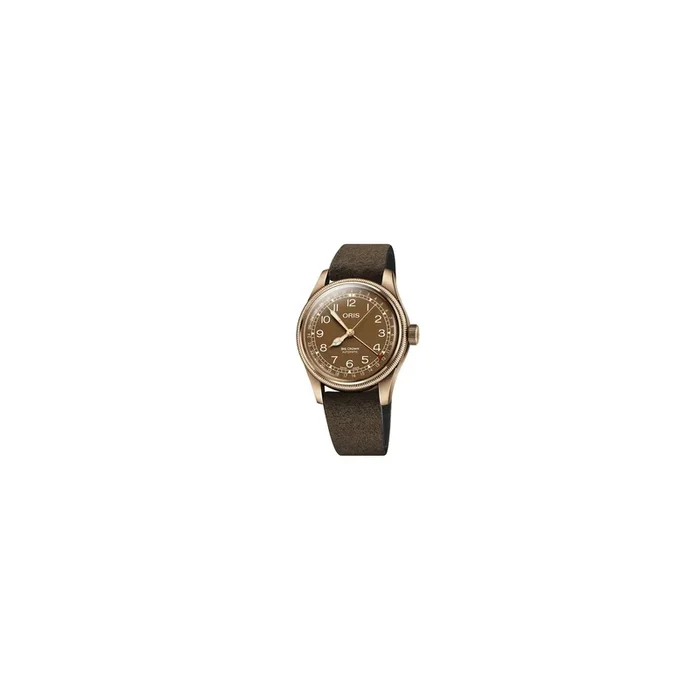 Oris Aviation Big Crown Bronze Date watch brown dial leather strap 40mm
