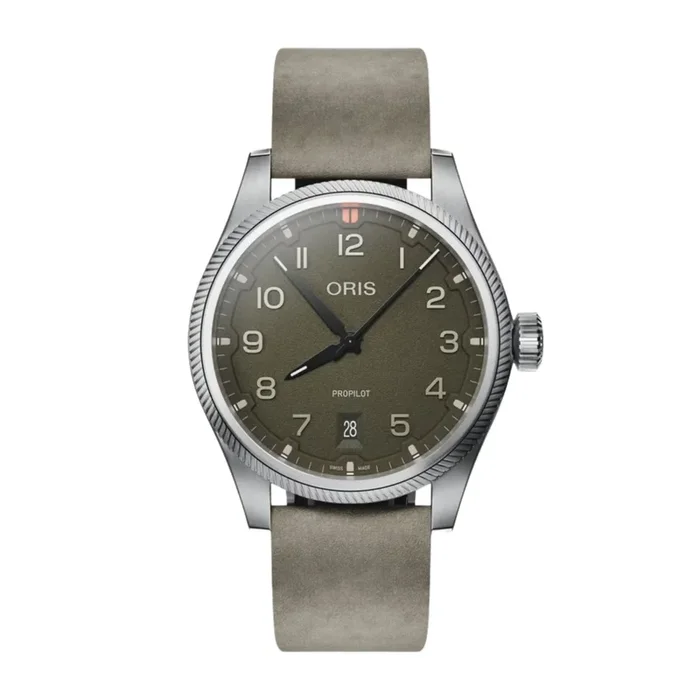 Oris Aviation Propilot Date Automatic Watch with Green Dial and Leather Strap, 41 mm – Lepage