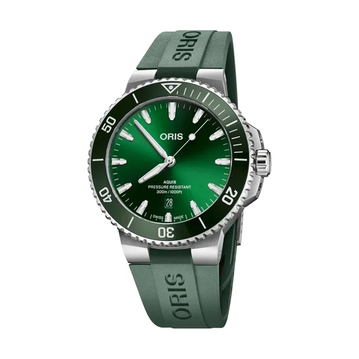 Oris Plongée Aquis Date Caliber 733 watch automatic green rubber strap 43,5 mm 01 733 7789 4157-07 4 23 37FC – Lepage