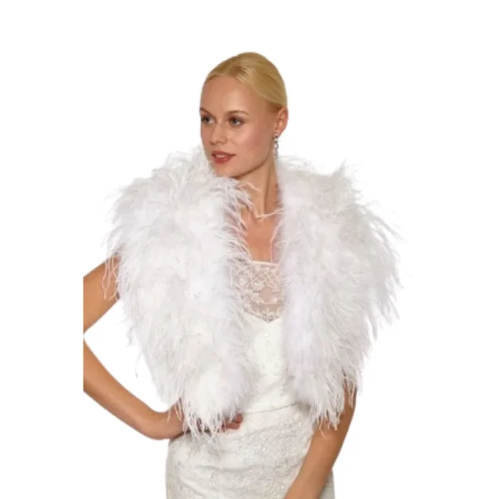 Ostrich Feather Stole – White