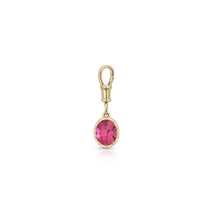 Oval Pink Tourmaline Charm Pendant