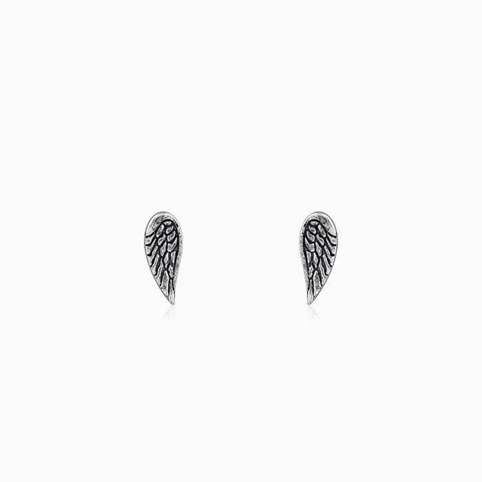 Oxidised Silver Feather Earrings