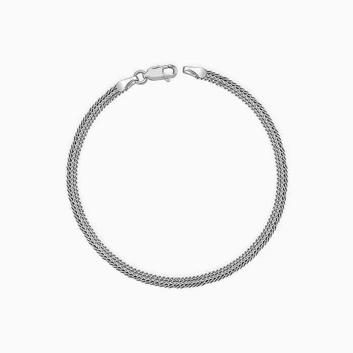 Oxidised Silver Knit Bracelet For Him (21 cm)
