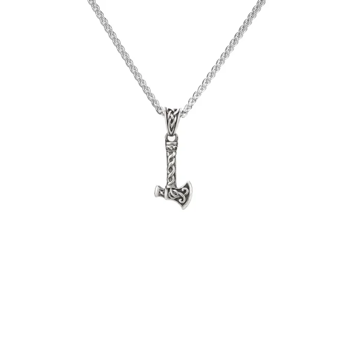 Oxidized Silver Axe Pendant