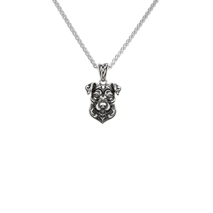 Oxidized Silver Dog Pendant