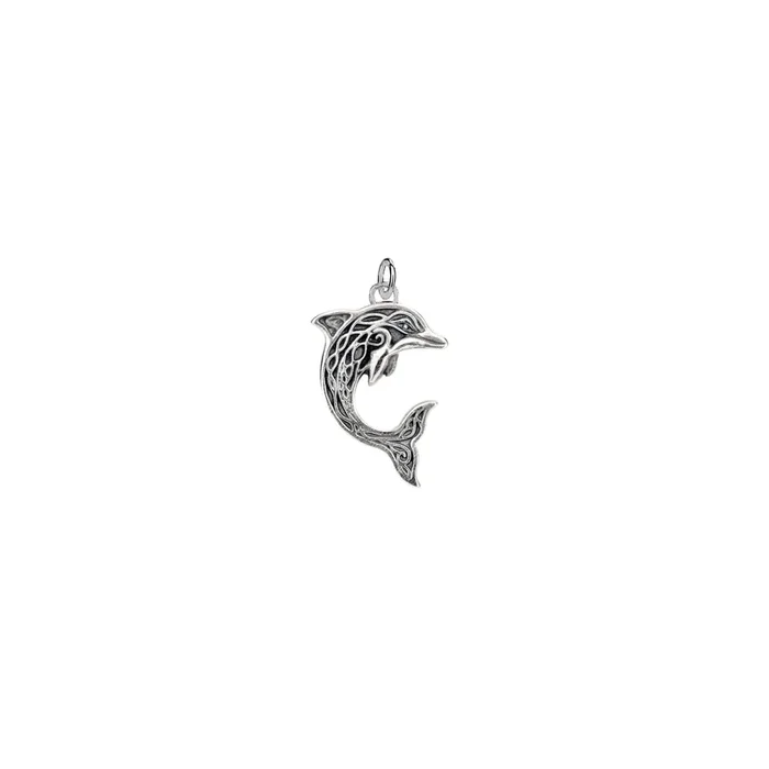 Oxidized Silver Dolphin Charm