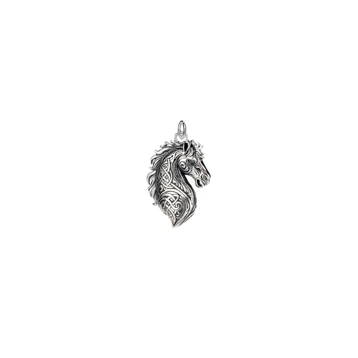Oxidized Silver Horse Head Charm
