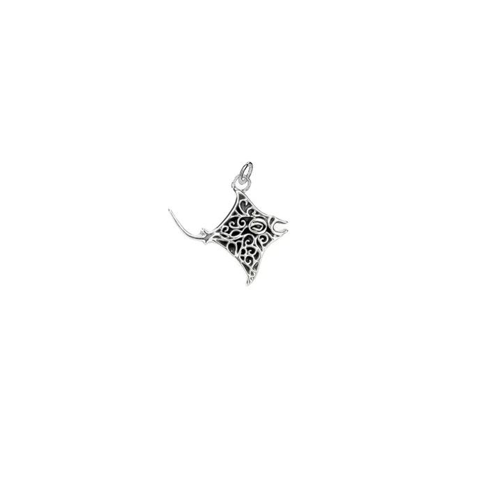 Oxidized Silver Manta Ray Charm