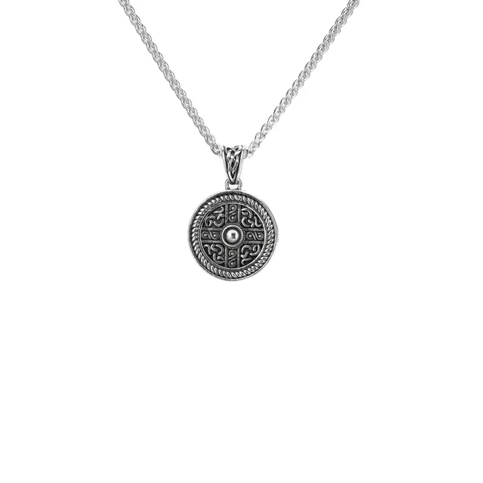 Oxidized Silver Shield Pendant