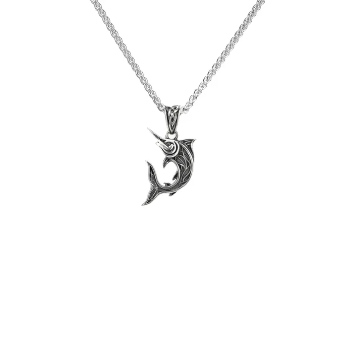 Oxidized Silver Swordfish Pendant