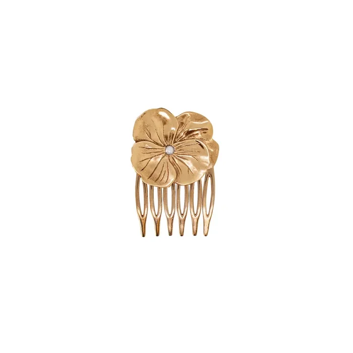 Pansy Comb in Bronze with Silver Accent