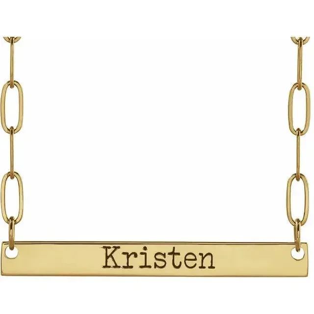 Paperclip ID Bar Necklace