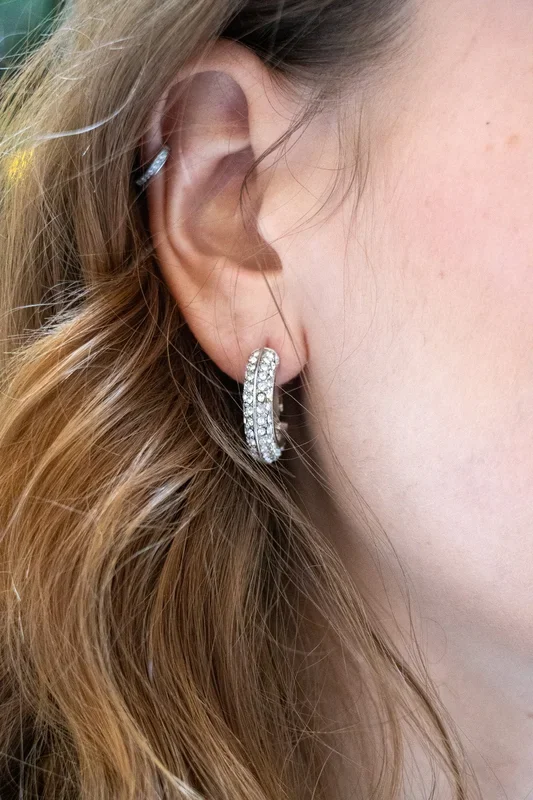 Party Rhinestone Hoop Earrings