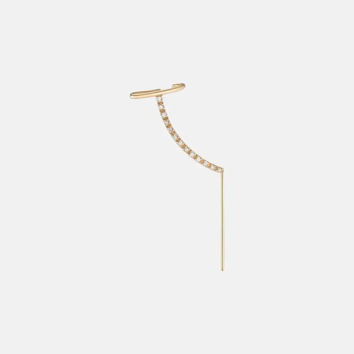 Pave Cuff Needle Gold Earring