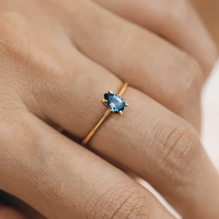 Pear Shaped Ring London Blue Topaz – Martine