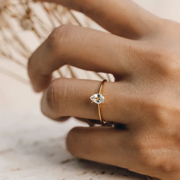 Pear Shaped Ring White Topaz – Martine
