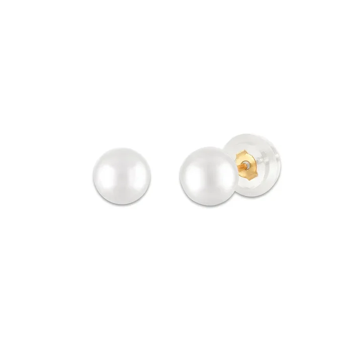 Pearl Birthstone Stud Earrings in 10KT Gold