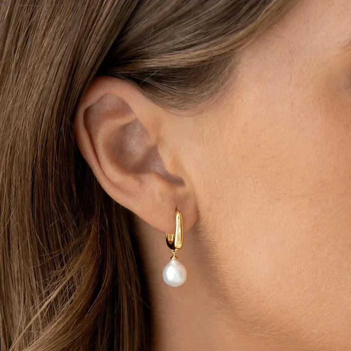 Pearl Drop Hoop Earrings – Maeve