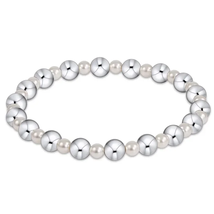 Pearl Grateful Pattern 4mm Bead Bracelet – 6mm Sterling