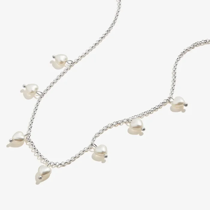 Pearl Hearts Drop Necklace, 17”