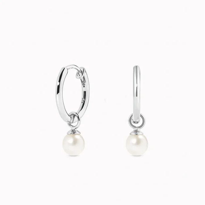 Pearl Huggie Earrings Silver – Kirsten