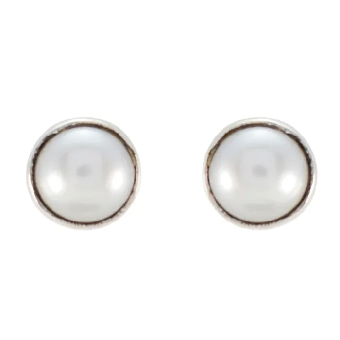 Pearl Italian Lili Solitaire Stud White 925 Sterling Silver Earring