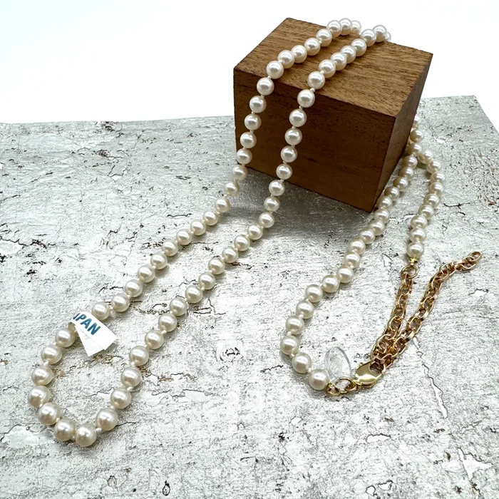 Pearl Knotted Rope Necklace – 6mm Cream