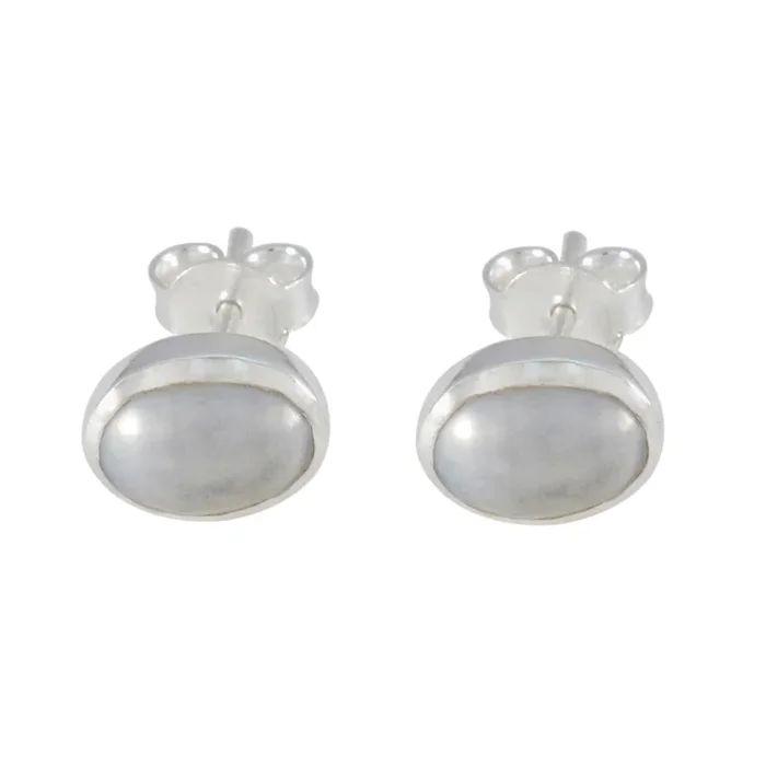 Pearl Moroccan Rina Solitaire Stud White 925 Silver Earring