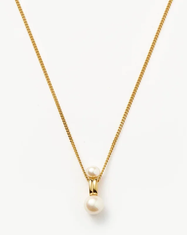 Pearl Ridge Pendant Chain Necklace | 18ct Gold Vermeil/Pearl