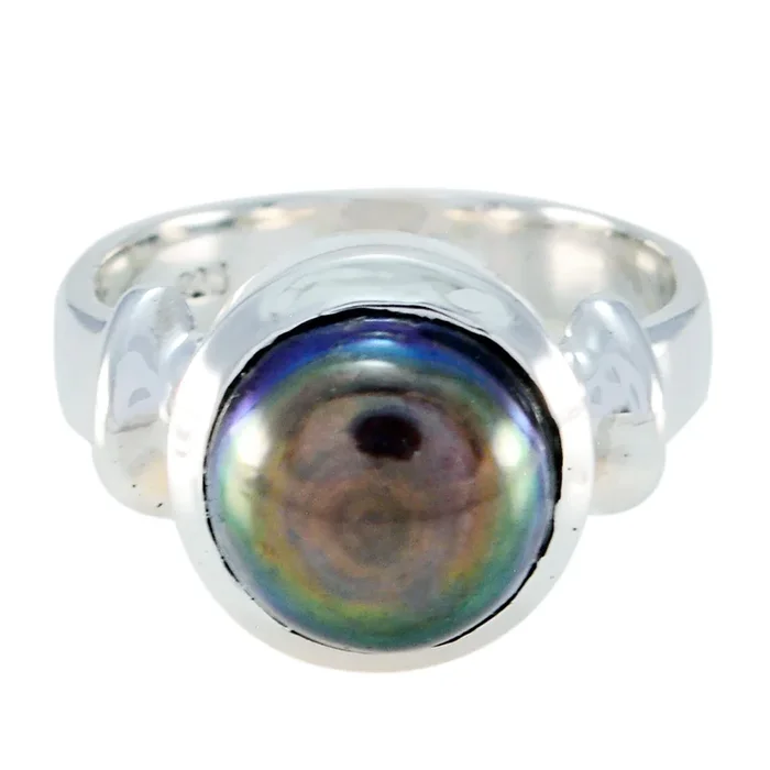 Pearl Solitaire Egyptian 92.5 Silver White Gemstones Slim Modern Ring Jewellery