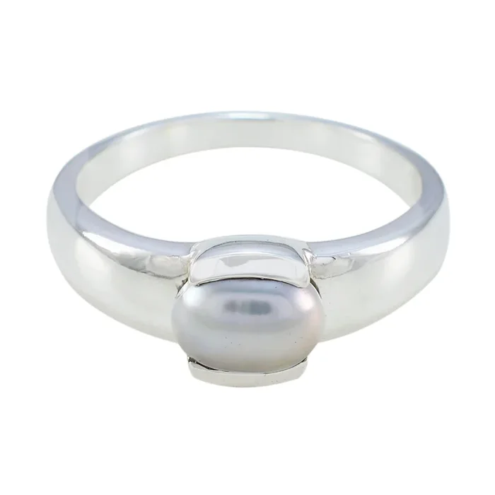 Pearl Solitaire French 925 Sterling Silver White Gems Eye-catching propsel Ring Jewelry