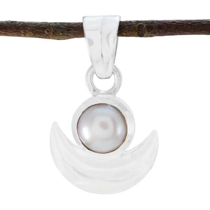 Pearl Whisper-thin Russian 925 Silver Solitaire Ida Glamorous White Pendant Jewelry