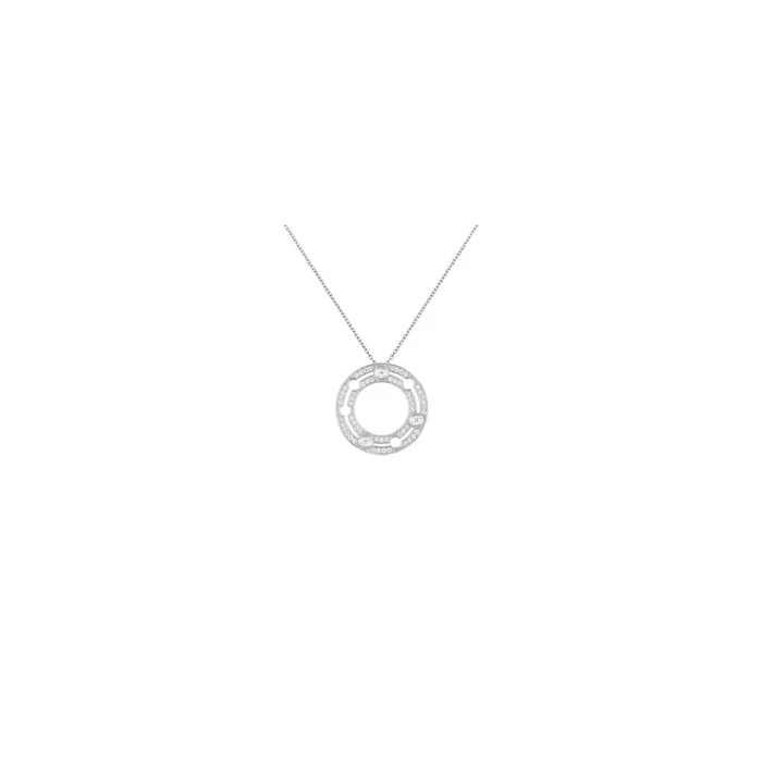 Pendentif Dinh van Pulse en or blanc et pavage diamants 20 mm sur chaîne