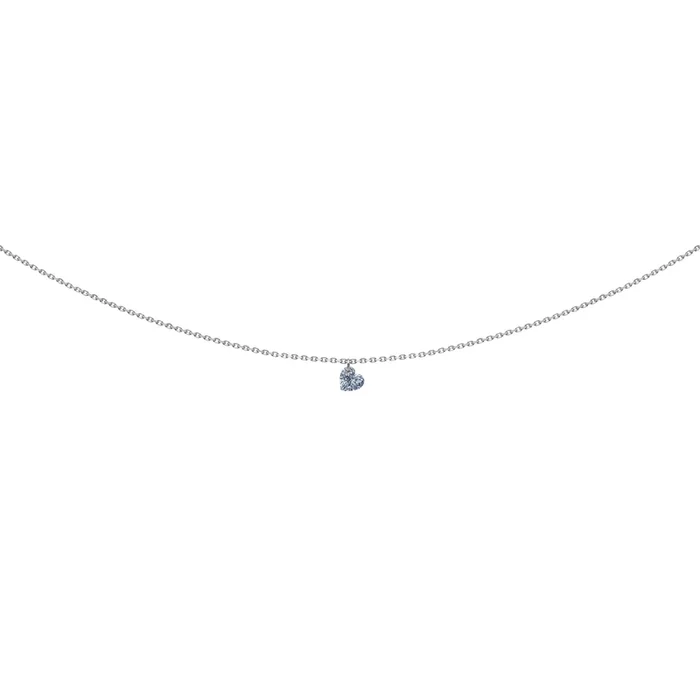 Pendentif La Brune & La Blonde 360° or blanc diamant coeur 0,15 ct