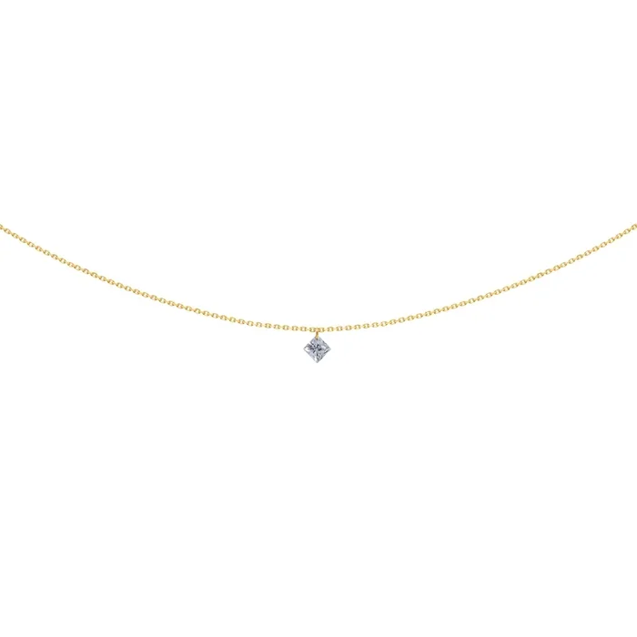 Pendentif La Brune & La Blonde 360° or jaune diamant princesse 0,20 ct