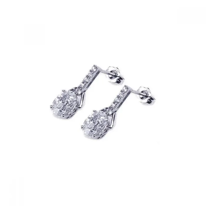 Pendientes colgantes de circonita transparente con micro pavé chapado en rodio de plata 925 – ACE00002
