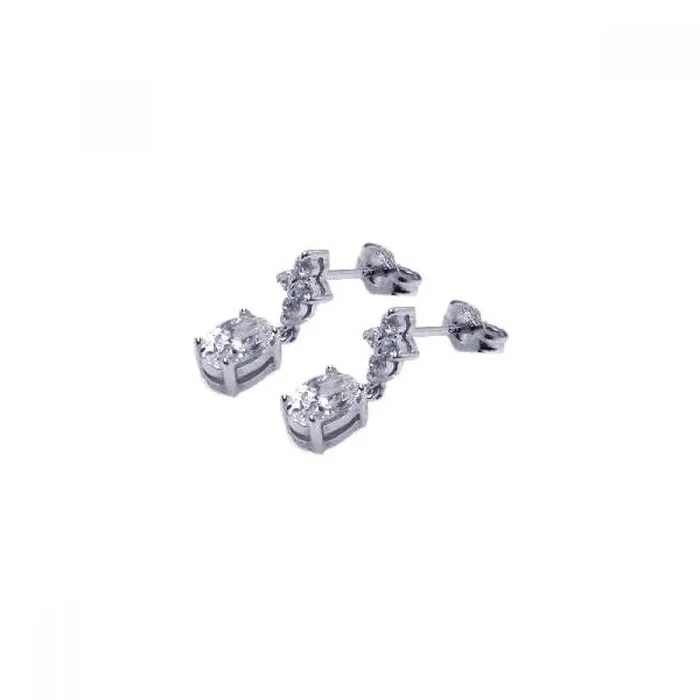 Pendientes colgantes de circonita transparente con micro pavé chapado en rodio de plata 925 – ACE00005
