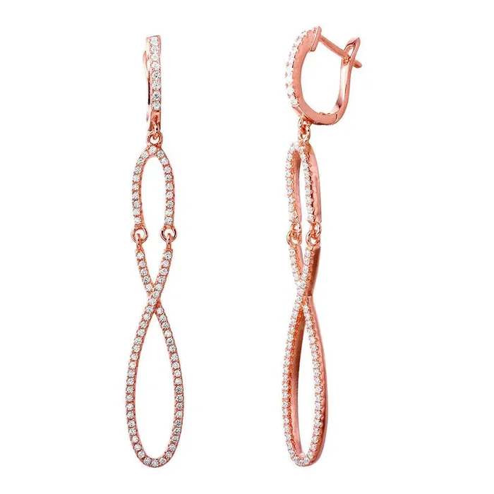 Pendientes colgantes de plata 925 chapados en oro rosa con circonita cúbica infinita – ACE00103RGP