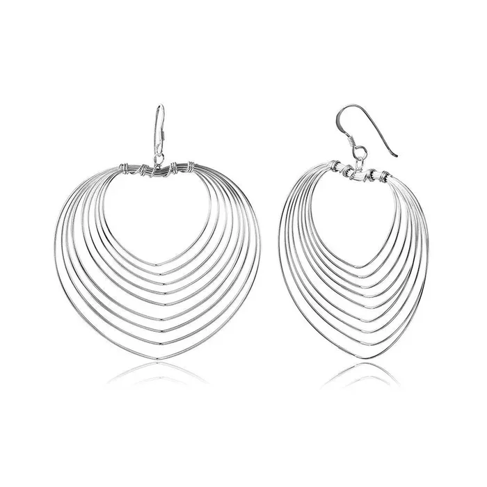 Pendientes colgantes en forma de corazón de varias líneas con forma de corazón de plata 925 – STE00787