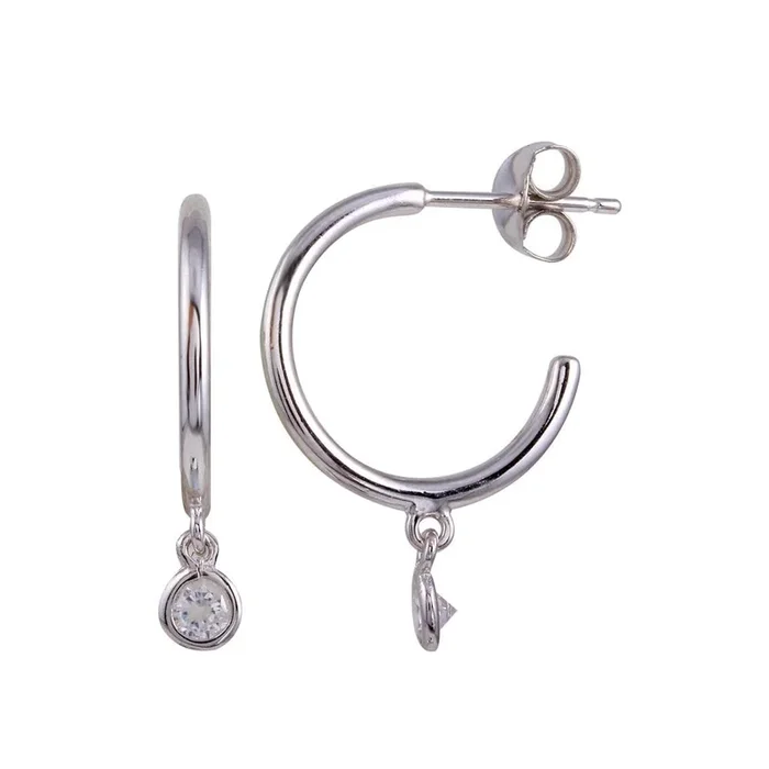 Pendientes de aro con circonitas cúbicas en plata de ley 925 rodiada – BGE00643